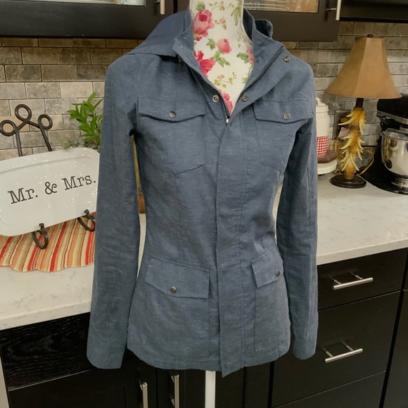 United By Blue Jackets & Blazers - United By Blue Long Sleeve Utility Jacket 
Blue Removable Hood 
Size XS
